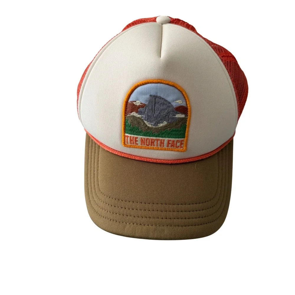 The‎ North Face Valley Trucker Hat Orange White Brown Mesh Snapback NF0A55IT
